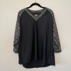 UV Skinz UPF 50+ Sunwear Bathing Shirt Top - 2XL Black White 3/4 Sleeve NWT